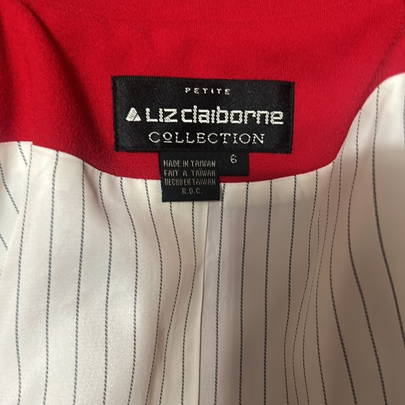 Liz Claiborne Petite Collection Deep Red Blazer Button Up Jacket Size 6P New tag - Picture 10 of 10